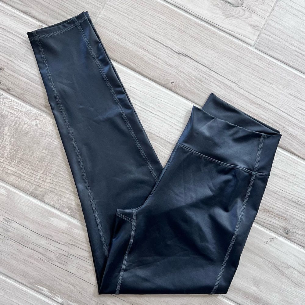 LAUREN RALPH LAUREN Coated Jersey Leggings Tights Black Sz S Small - Picture 2 of 11